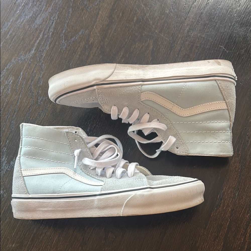 Vans Sk8-Hi Tapered Baby Blue Canvas and Suede High-Top Sneakers Size 9 1/2 - Picture 2 of 9